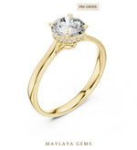 Load image into Gallery viewer, Maylaya Gems round hidden halo lab-grown diamond ring in yellow gold
