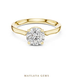 Load image into Gallery viewer, Maylaya Gems round hidden halo lab-grown diamond ring in yellow gold
