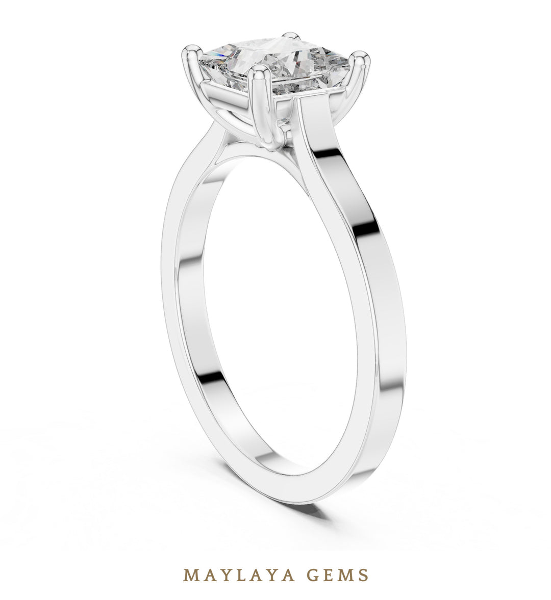 Maylaya Gems princess solitaire lab-grown diamond ring in white gold