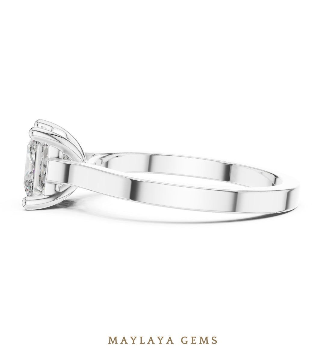 Maylaya Gems princess solitaire lab-grown diamond ring in white gold