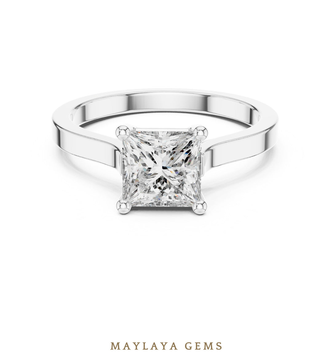 Maylaya Gems princess solitaire lab-grown diamond ring in white gold