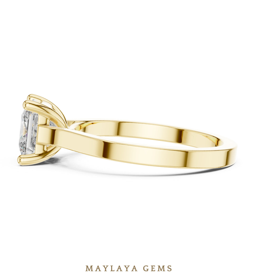 Maylaya Gems princess solitaire lab-grown diamond ring in yellow gold