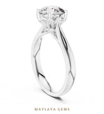 Load image into Gallery viewer, Maylaya Gems round cathedral solitaire lab-grown diamond ring in white gold
