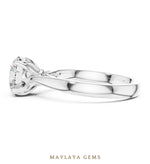 Load image into Gallery viewer, Maylaya Gems round cathedral solitaire lab-grown diamond ring in white gold
