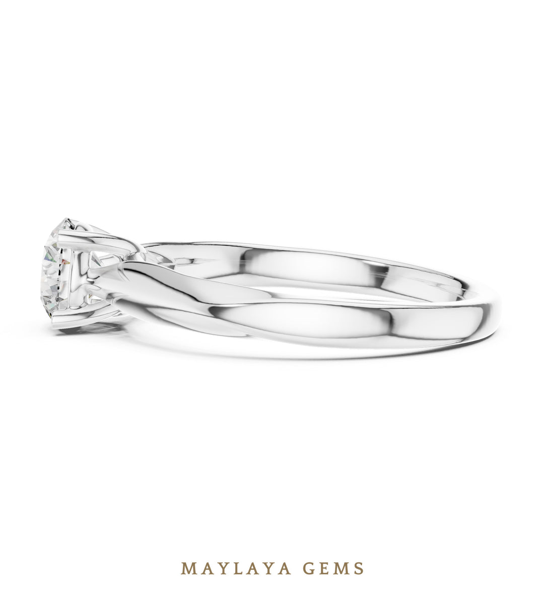 Maylaya Gems round classic solitaire lab-grown diamond ring in white gold