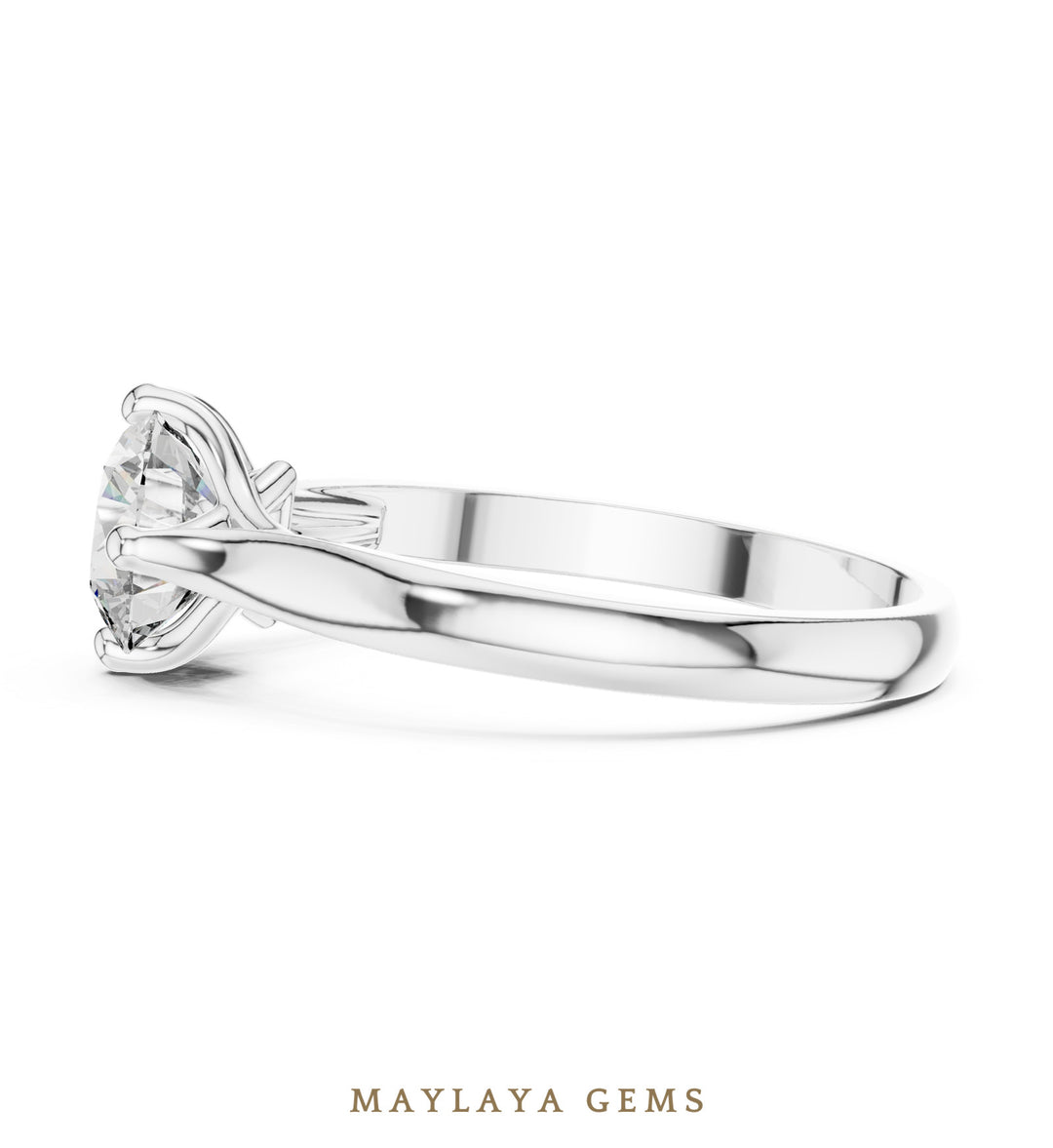 Maylaya Gems round open cathedral solitaire lab-grown diamond ring in white gold