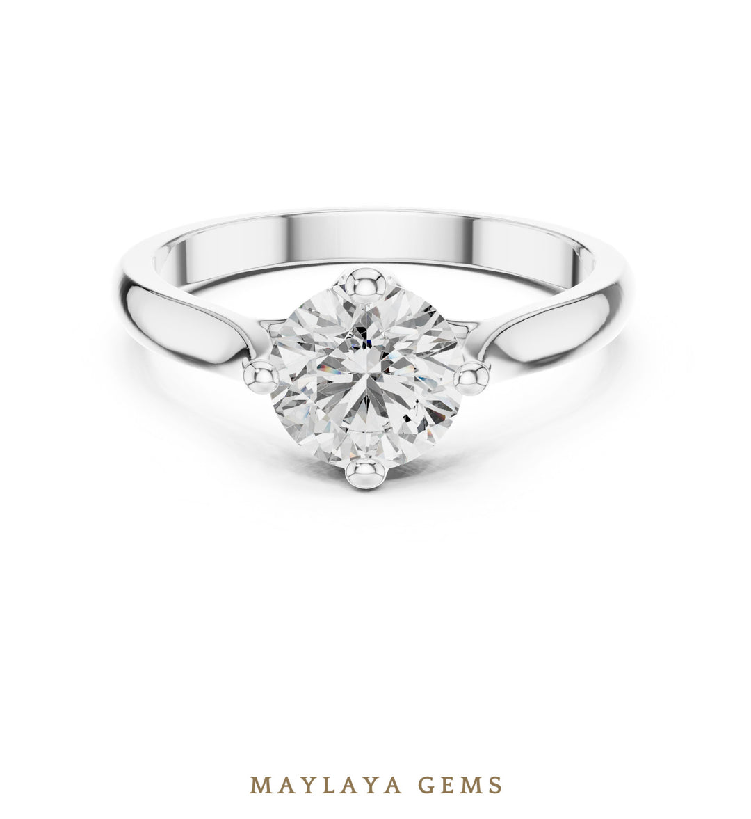 Maylaya Gems round open cathedral solitaire lab-grown diamond ring in white gold