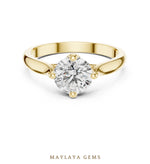 Load image into Gallery viewer, Maylaya Gems round open cathedral solitaire lab-grown diamond ring in yellow gold
