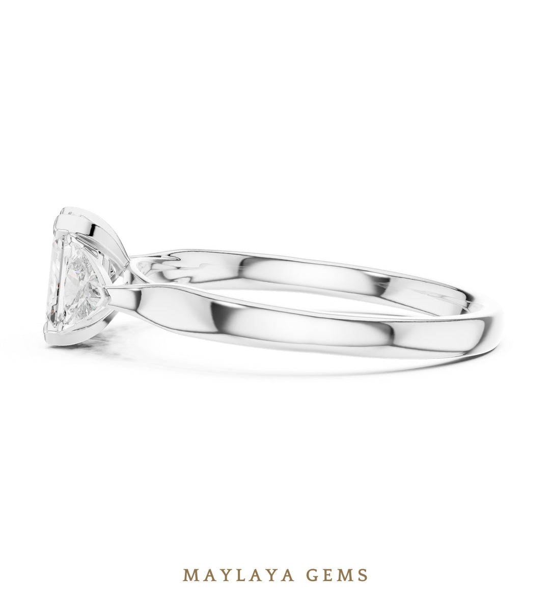 Maylaya Gems emerald trillion trilogy lab-grown diamond ring in white gold