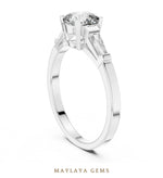 Load image into Gallery viewer, Maylaya Gems cushion baguette trilogy lab-grown diamond ring in white gold
