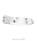 Load image into Gallery viewer, Maylaya Gems cushion baguette trilogy lab-grown diamond ring in white gold
