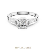 Load image into Gallery viewer, Maylaya Gems cushion baguette trilogy lab-grown diamond ring in white gold
