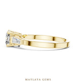 Load image into Gallery viewer, Maylaya Gems cushion baguette trilogy lab-grown diamond ring in yellow gold
