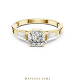 Load image into Gallery viewer, Maylaya Gems cushion baguette trilogy lab-grown diamond ring in yellow gold
