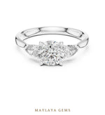 Load image into Gallery viewer, Maylaya Gems round pear trilogy lab-grown diamond ring in white gold
