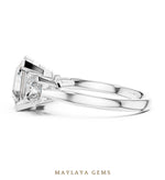Load image into Gallery viewer, Maylaya Gems square emerald radiant trilogy lab-grown diamond ring in white gold

