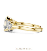 Load image into Gallery viewer, Maylaya Gems square emerald radiant trilogy lab-grown diamond ring in yellow gold
