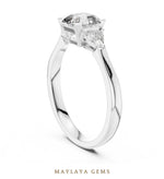Load image into Gallery viewer, Maylaya Gems square emerald trillion trilogy lab-grown diamond ring in white gold
