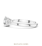 Load image into Gallery viewer, Maylaya Gems square emerald trillion trilogy lab-grown diamond ring in white gold
