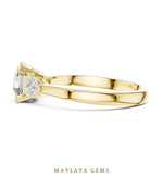 Load image into Gallery viewer, Maylaya Gems square emerald trillion trilogy lab-grown diamond ring in yellow gold
