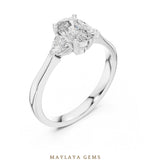 Load image into Gallery viewer, Maylaya Gems cushion curved trillion trilogy lab-grown diamond ring in white gold
