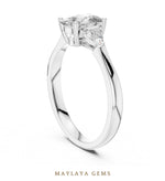 Load image into Gallery viewer, Maylaya Gems cushion curved trillion trilogy lab-grown diamond ring in white gold
