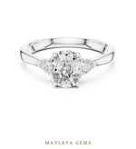 Load image into Gallery viewer, Maylaya Gems cushion curved trillion trilogy lab-grown diamond ring in white gold
