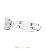 Load image into Gallery viewer, Maylaya Gems emerald trillion petite trilogy lab-grown diamond ring in white gold
