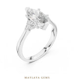 Load image into Gallery viewer, Maylaya Gems marquise trillion trilogy lab-grown diamond ring in white gold
