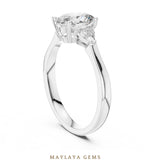Load image into Gallery viewer, Maylaya Gems oval trillion trilogy lab-grown diamond ring in white gold
