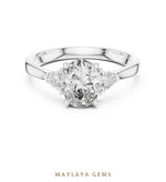Load image into Gallery viewer, Maylaya Gems oval trillion trilogy lab-grown diamond ring in white gold
