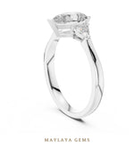 Load image into Gallery viewer, Maylaya Gems pear trillion trilogy lab-grown diamond ring in white gold
