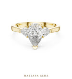 Load image into Gallery viewer, Maylaya Gems pear trillion trilogy lab-grown diamond ring in yellow gold
