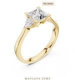 Load image into Gallery viewer, Maylaya Gems princess trillion trilogy lab-grown diamond ring in yellow gold
