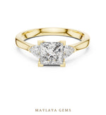 Load image into Gallery viewer, Maylaya Gems princess trillion trilogy lab-grown diamond ring in yellow gold
