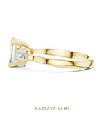 Load image into Gallery viewer, Maylaya Gems emerald baguette trilogy lab-grown diamond ring in yellow gold
