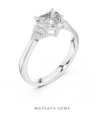 Load image into Gallery viewer, Maylaya Gems heart trillion trilogy lab-grown diamond ring in white gold
