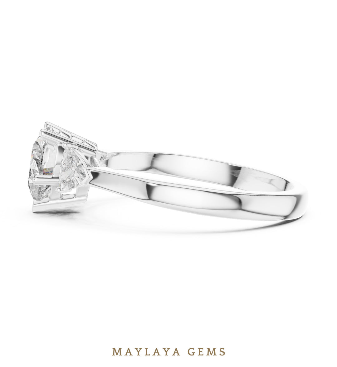 Maylaya Gems heart trillion trilogy lab-grown diamond ring in white gold