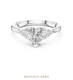 Load image into Gallery viewer, Maylaya Gems heart trillion trilogy lab-grown diamond ring in white gold
