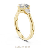 Load image into Gallery viewer, Maylaya Gems heart trillion trilogy lab-grown diamond ring in yellow gold
