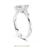 Load image into Gallery viewer, Maylaya Gems marquise tapered baguette trilogy lab-grown diamond ring in white gold
