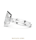 Load image into Gallery viewer, Maylaya Gems marquise tapered baguette trilogy lab-grown diamond ring in white gold

