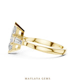 Load image into Gallery viewer, Maylaya Gems marquise tapered baguette trilogy lab-grown diamond ring in yellow gold
