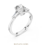 Load image into Gallery viewer, Maylaya Gems oval tapered baguette trilogy lab-grown diamond ring in white gold
