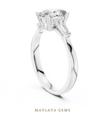 Load image into Gallery viewer, Maylaya Gems oval tapered baguette trilogy lab-grown diamond ring in white gold
