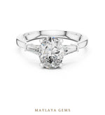 Load image into Gallery viewer, Maylaya Gems oval tapered baguette trilogy lab-grown diamond ring in white gold
