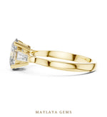 Load image into Gallery viewer, Maylaya Gems oval tapered baguette trilogy lab-grown diamond ring in yellow gold

