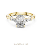 Load image into Gallery viewer, Maylaya Gems oval tapered baguette trilogy lab-grown diamond ring in yellow gold
