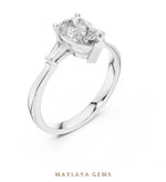 Load image into Gallery viewer, Maylaya Gems pear tapered baguette trilogy lab-grown diamond ring in white gold
