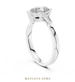 Load image into Gallery viewer, Maylaya Gems pear tapered baguette trilogy lab-grown diamond ring in white gold
